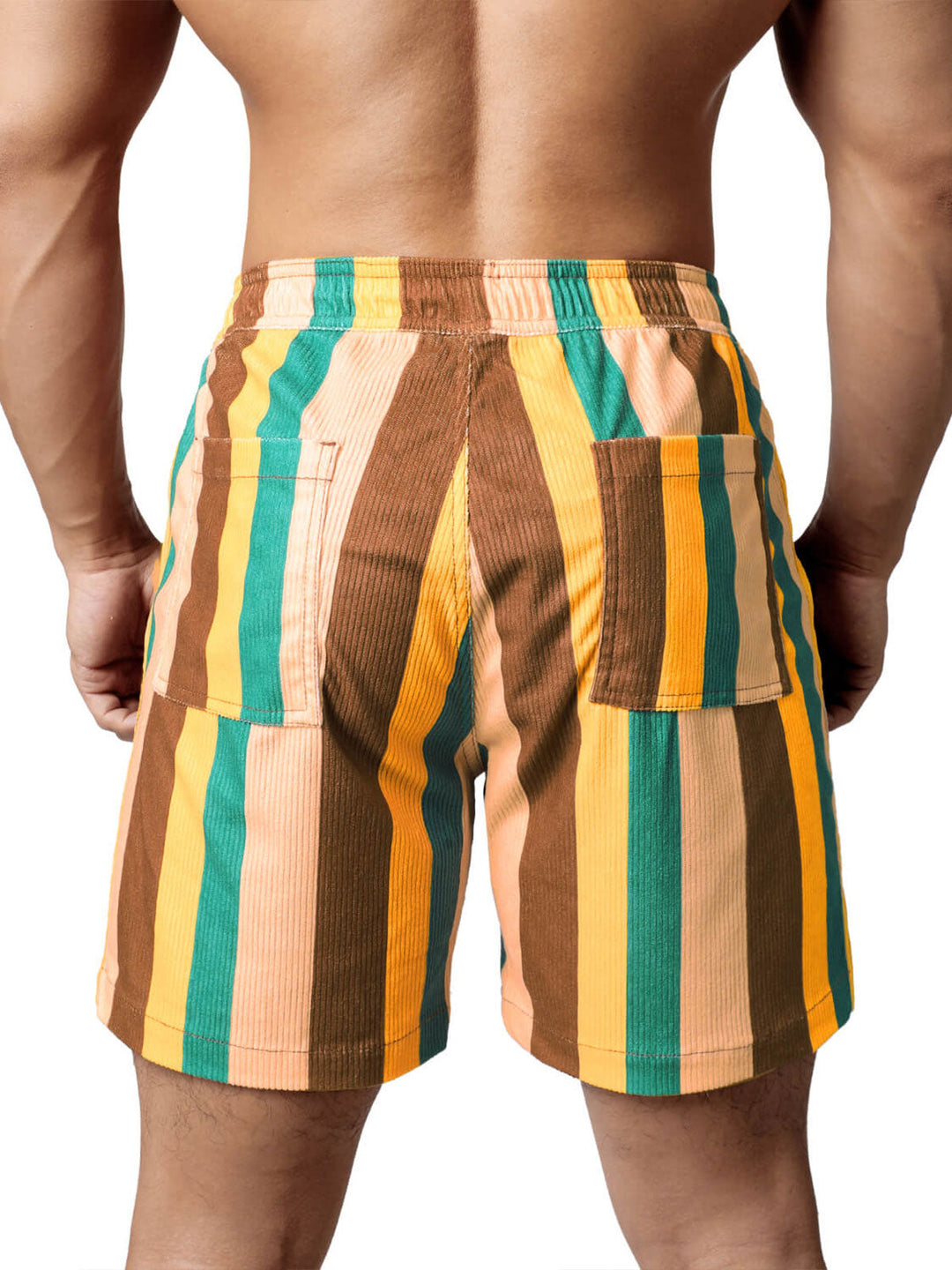 Short de plage rayé rétro décontracté pour hommes