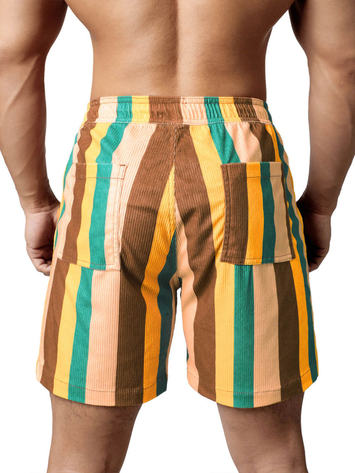 Short de plage rayé rétro décontracté pour hommes