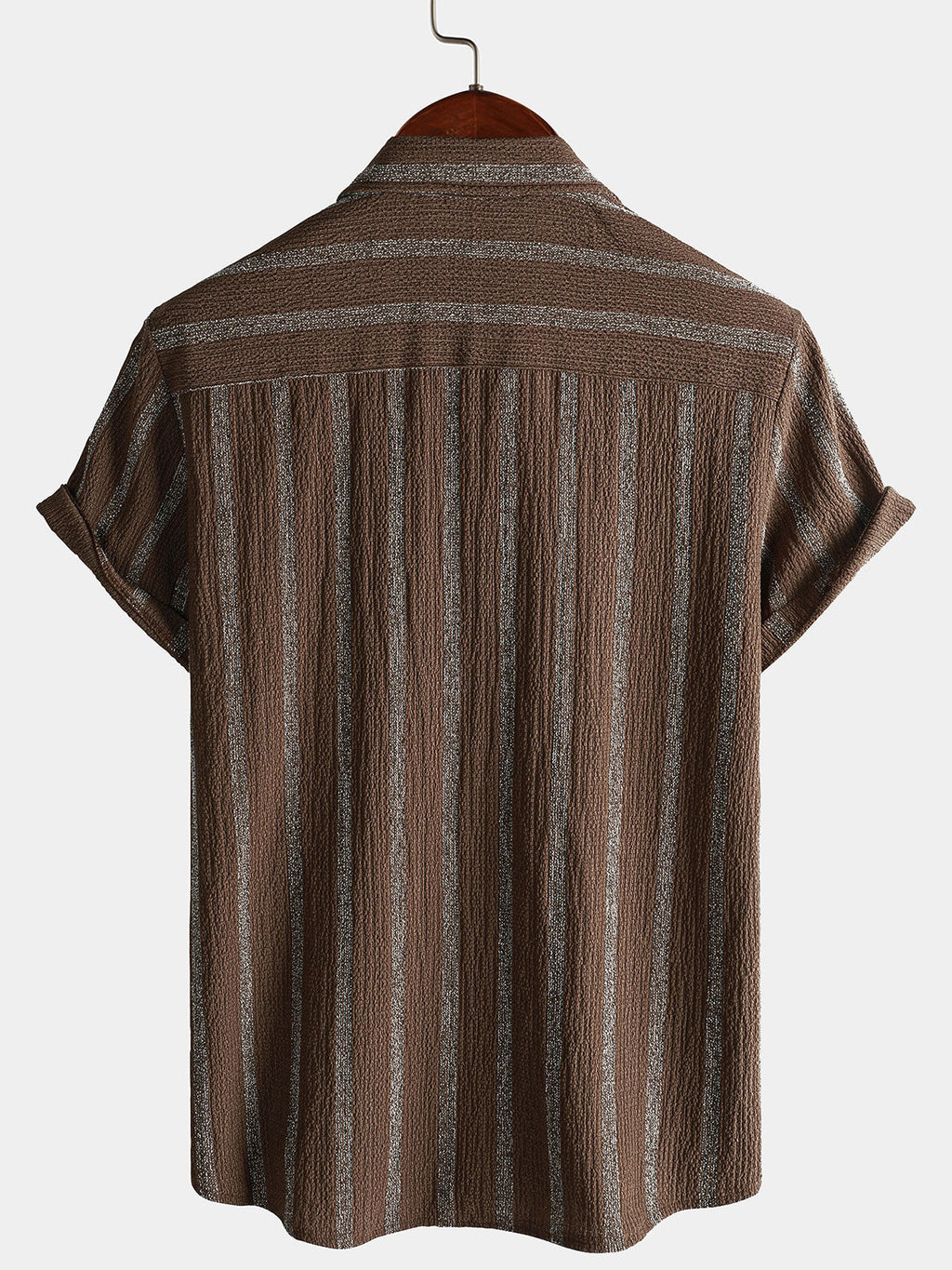Chemise hawaïenne d'été à manches courtes et boutons pour homme, avec poche et rayures
