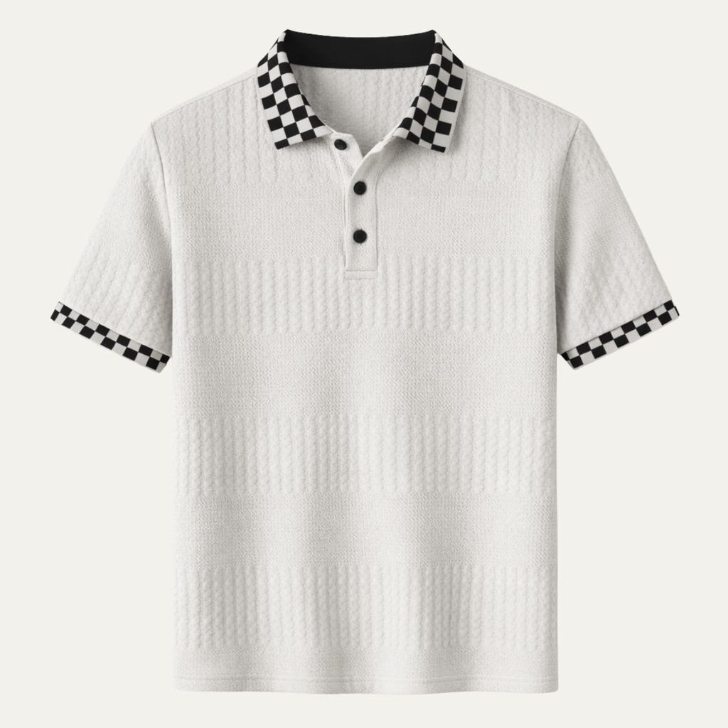 La chemise polo en tricot texturé pour hommes Glenwater avec col à carreaux