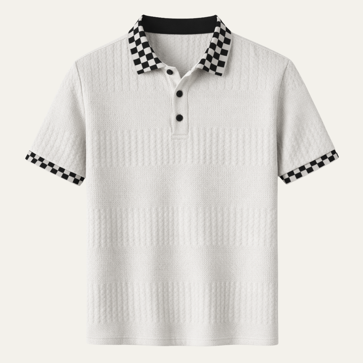 La chemise polo en tricot texturé pour hommes Glenwater avec col à carreaux