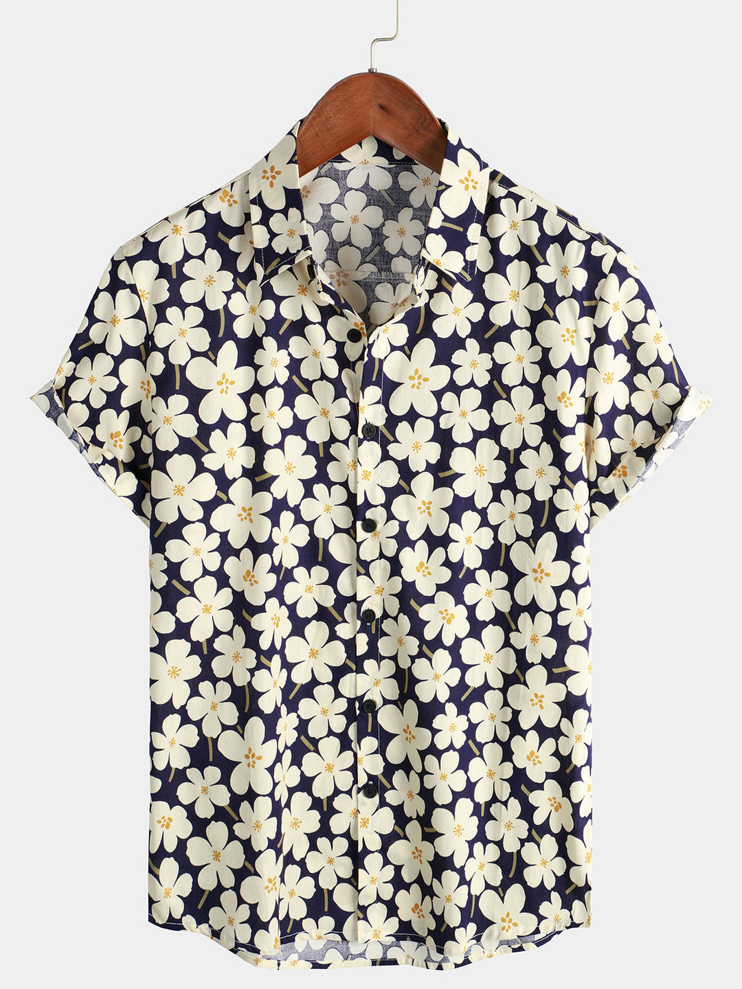 Chemise à manches courtes bleu clair à imprimé floral pour hommes