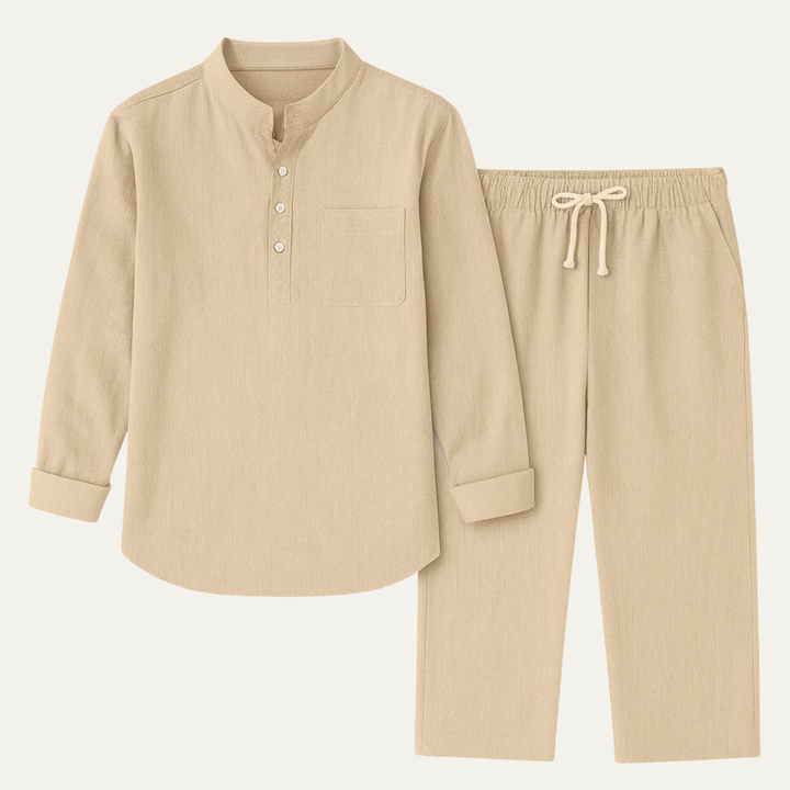 La Chemise Décontractée à Manches Longues pour Hommes de Versailles &amp; Pantalons Amples – Tenue de Plage Légère