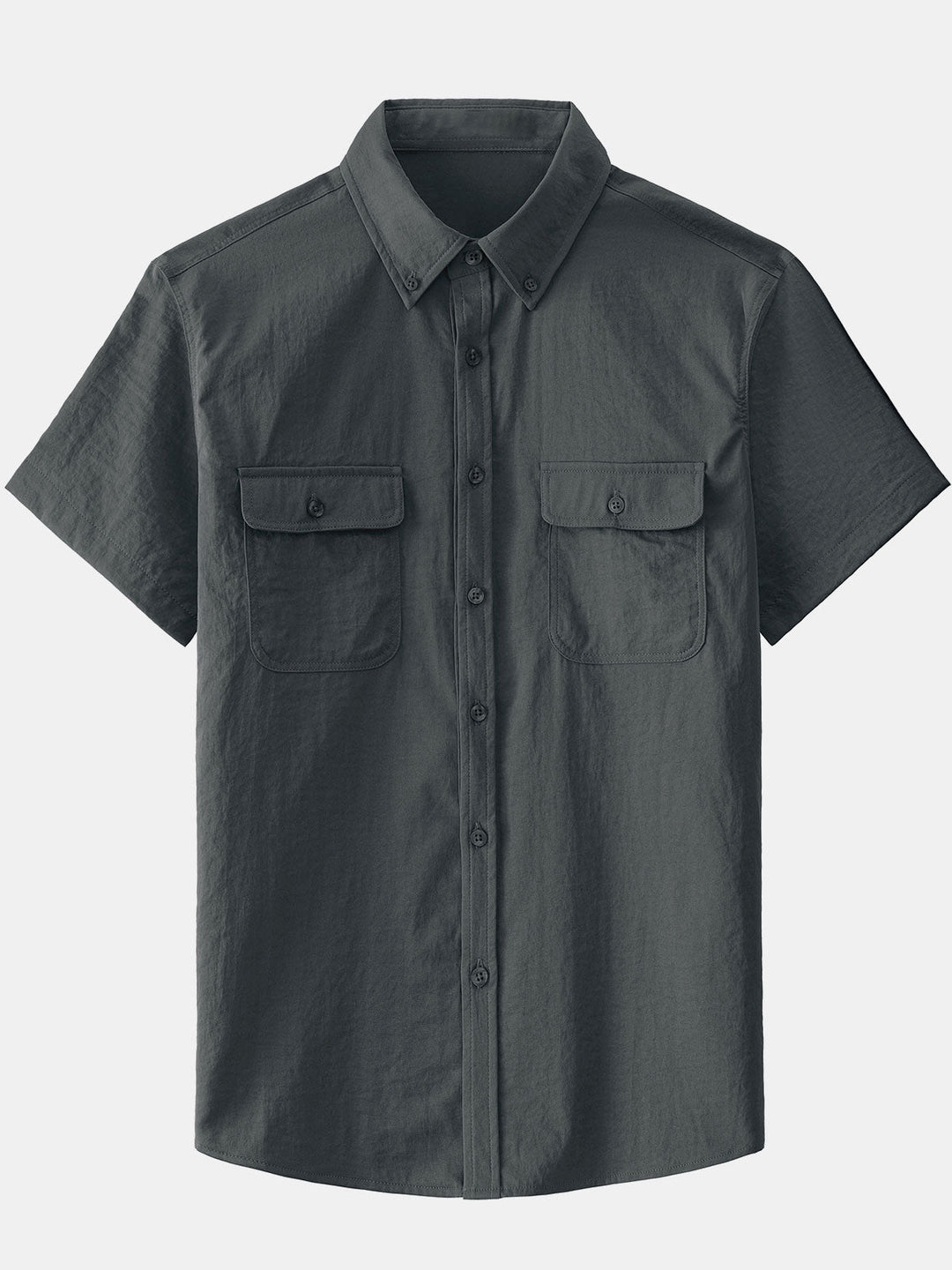 Chemise boutonnée décontractée à poches solides pour homme