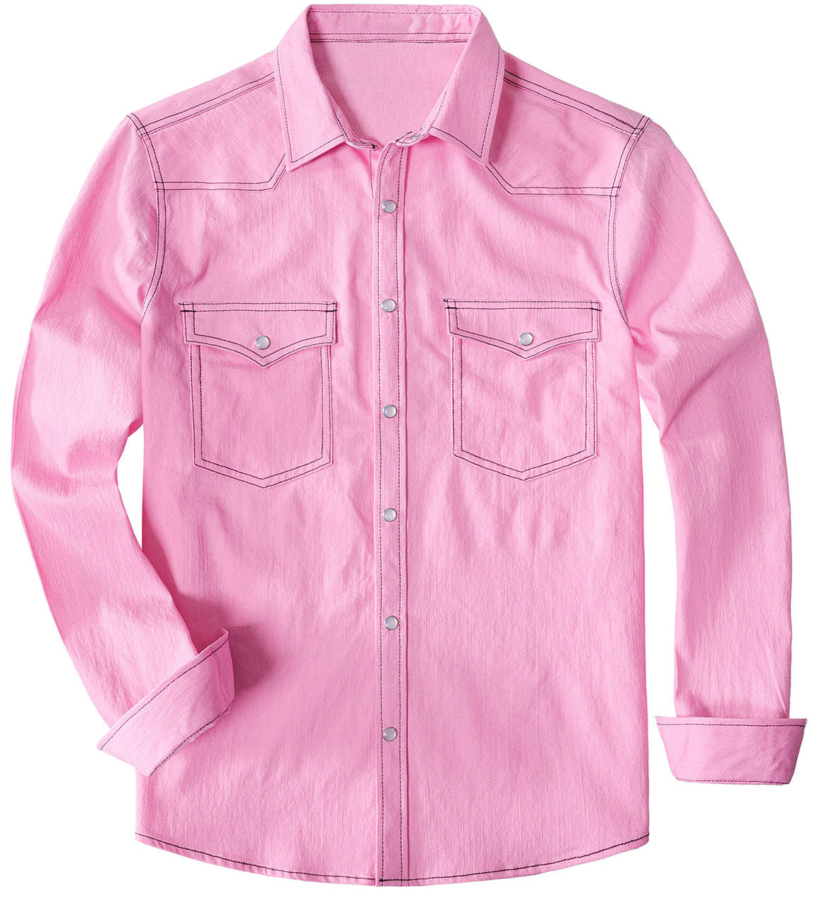 Chemise à manches longues en denim style cowboy pour homme avec boutons-pression nacrés