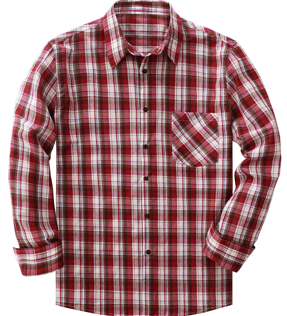 Chemise à manches longues décontractée à carreaux rétro pour hommes