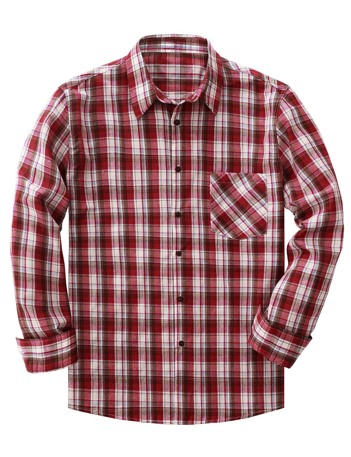 Chemise à manches longues décontractée à carreaux rétro pour hommes