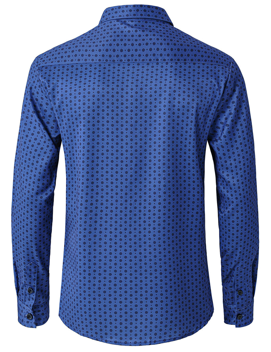 Chemise à manches longues bleue à imprimé géométrique rétro pour homme