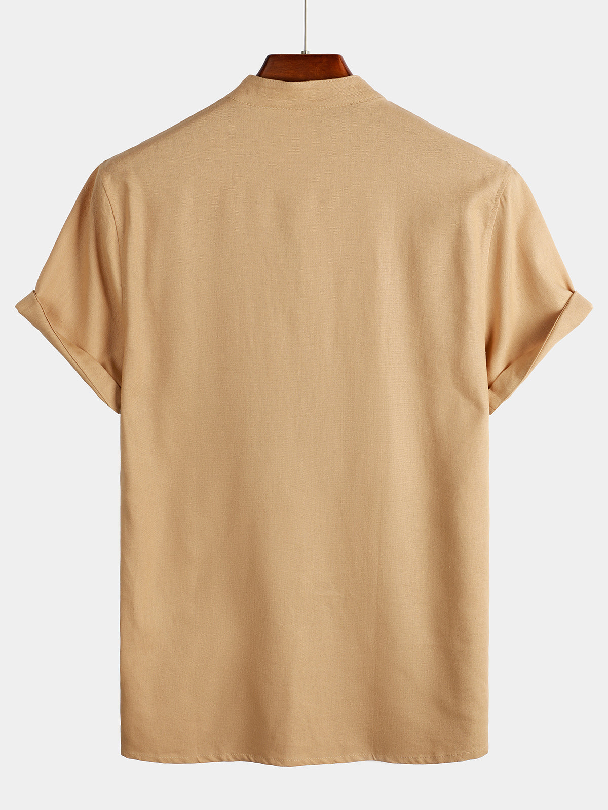 Chemise pour Homme en Couleur Unie avec Col Haut et Bouton Moyen, avec Poche Frontale