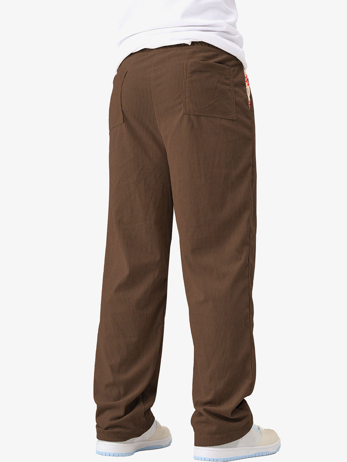 Pantalon décontracté en velours côtelé avec cordon de serrage et taille élastique pour homme