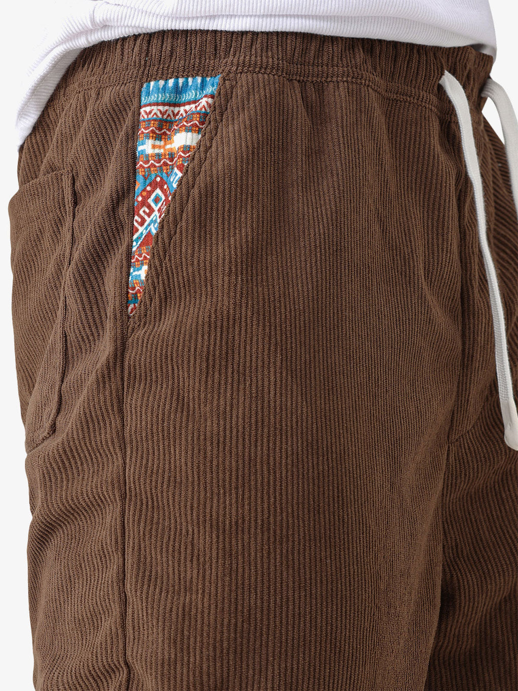 Pantalon décontracté en velours côtelé avec cordon de serrage et taille élastique pour homme
