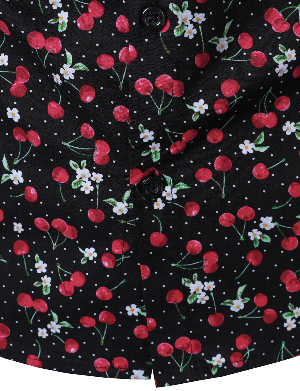 Chemise à manches longues en coton respirant à imprimé cerises pour homme, noire