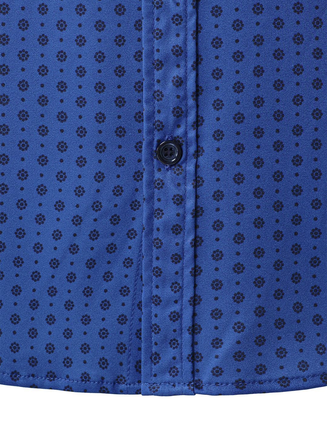 Chemise à manches longues bleue à imprimé géométrique rétro pour homme