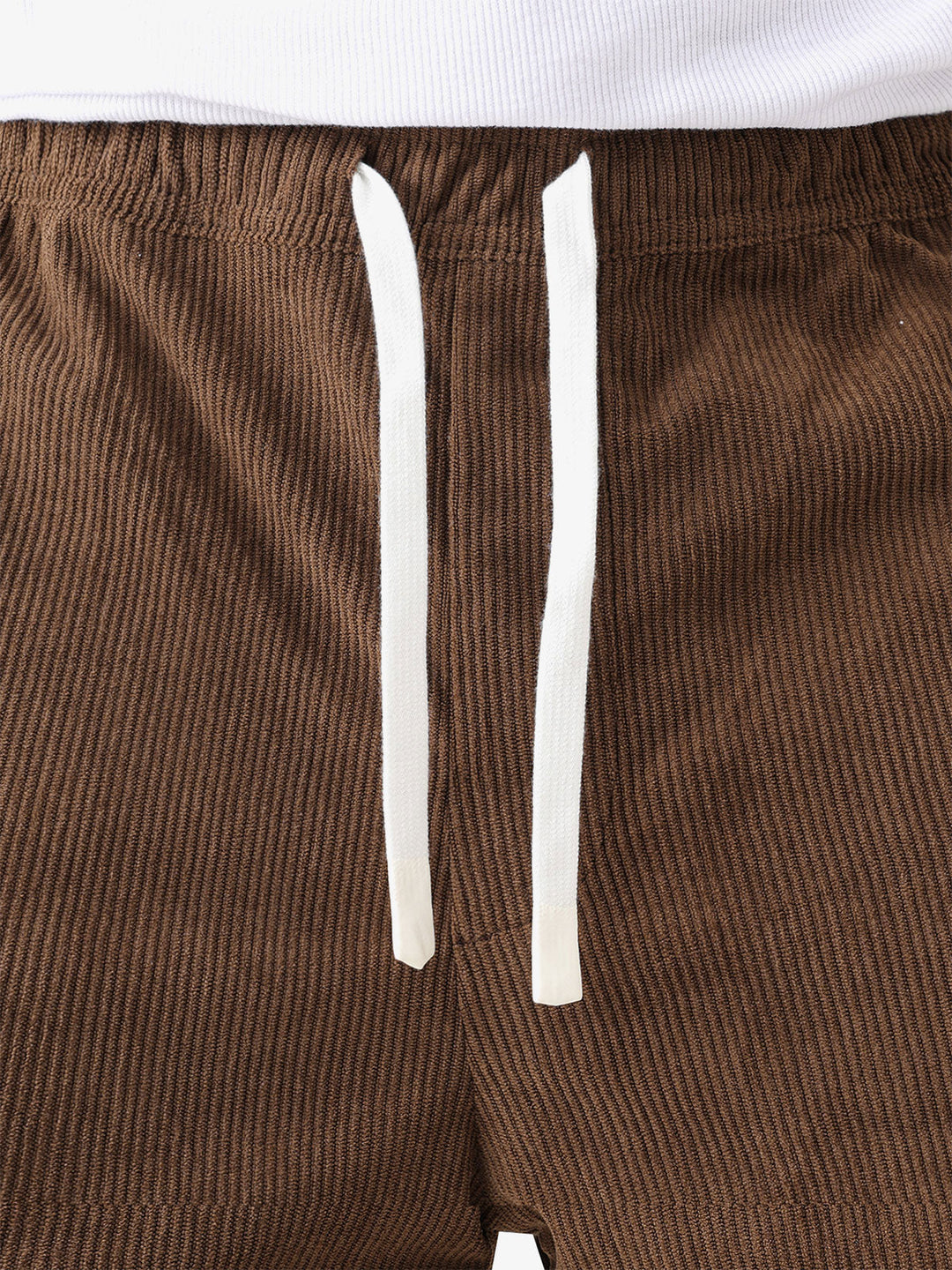Pantalon décontracté en velours côtelé avec cordon de serrage et taille élastique pour homme