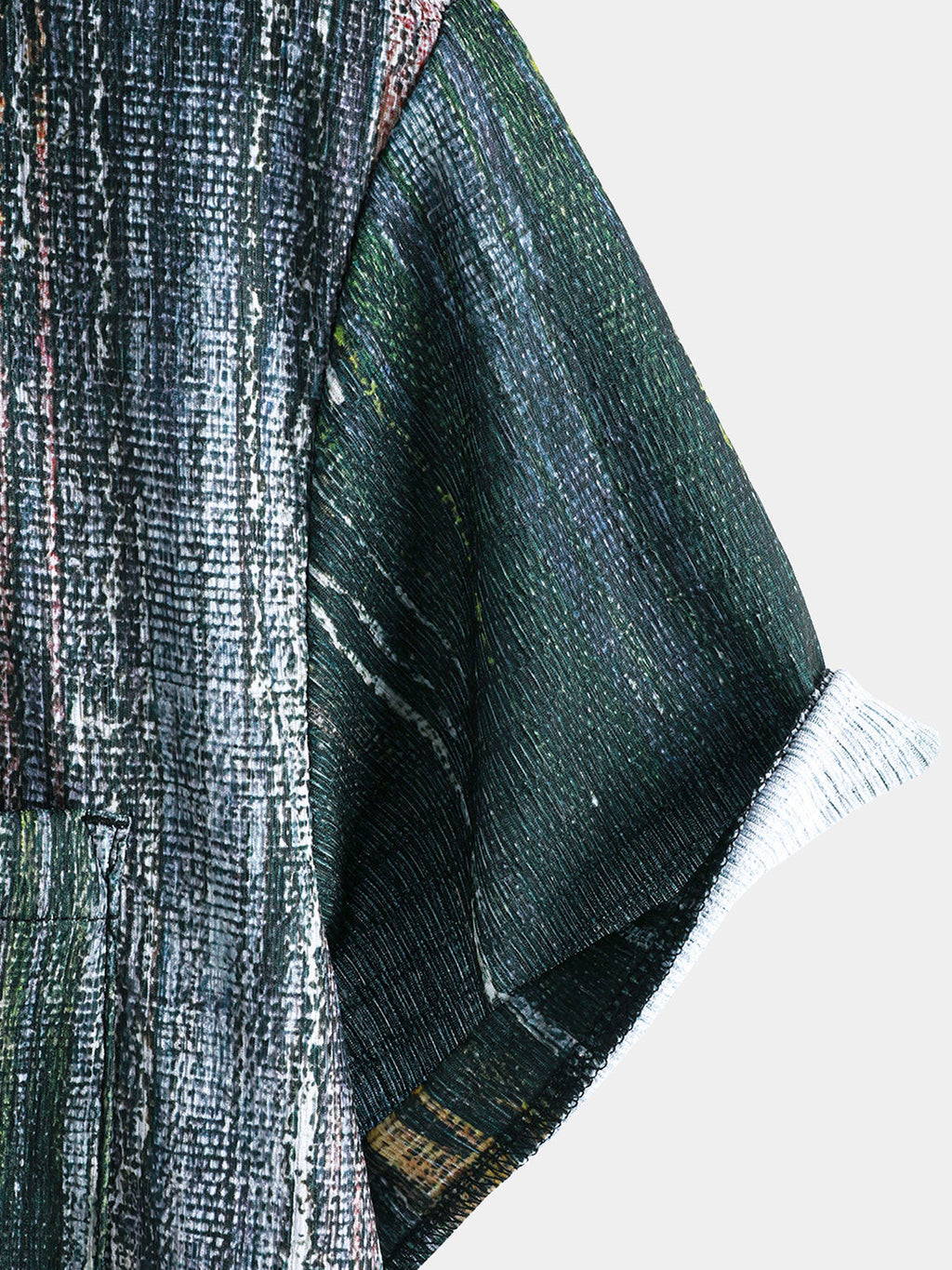 Chemise Hawaïenne Homme Verte Vintage à Rayures à Manches Courtes avec Boutons