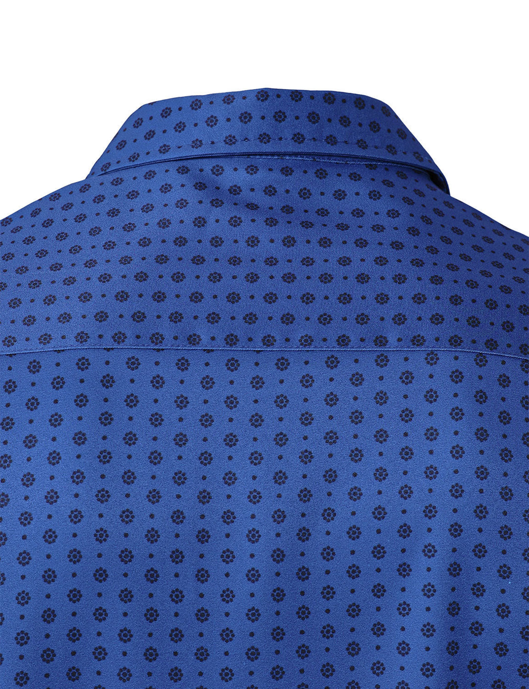 Chemise à manches longues bleue à imprimé géométrique rétro pour homme