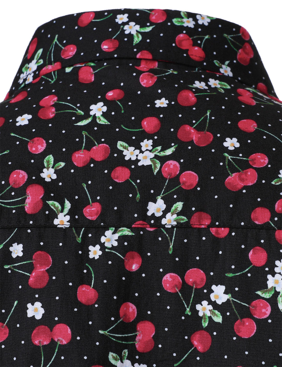 Chemise à manches longues en coton respirant à imprimé cerises pour homme, noire