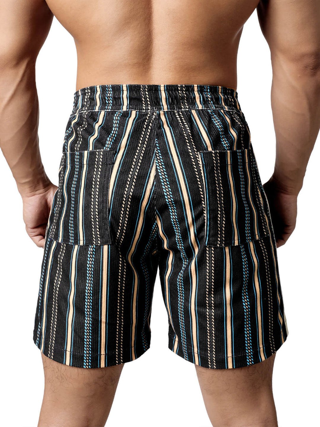 Short de plage rayé rétro décontracté pour hommes