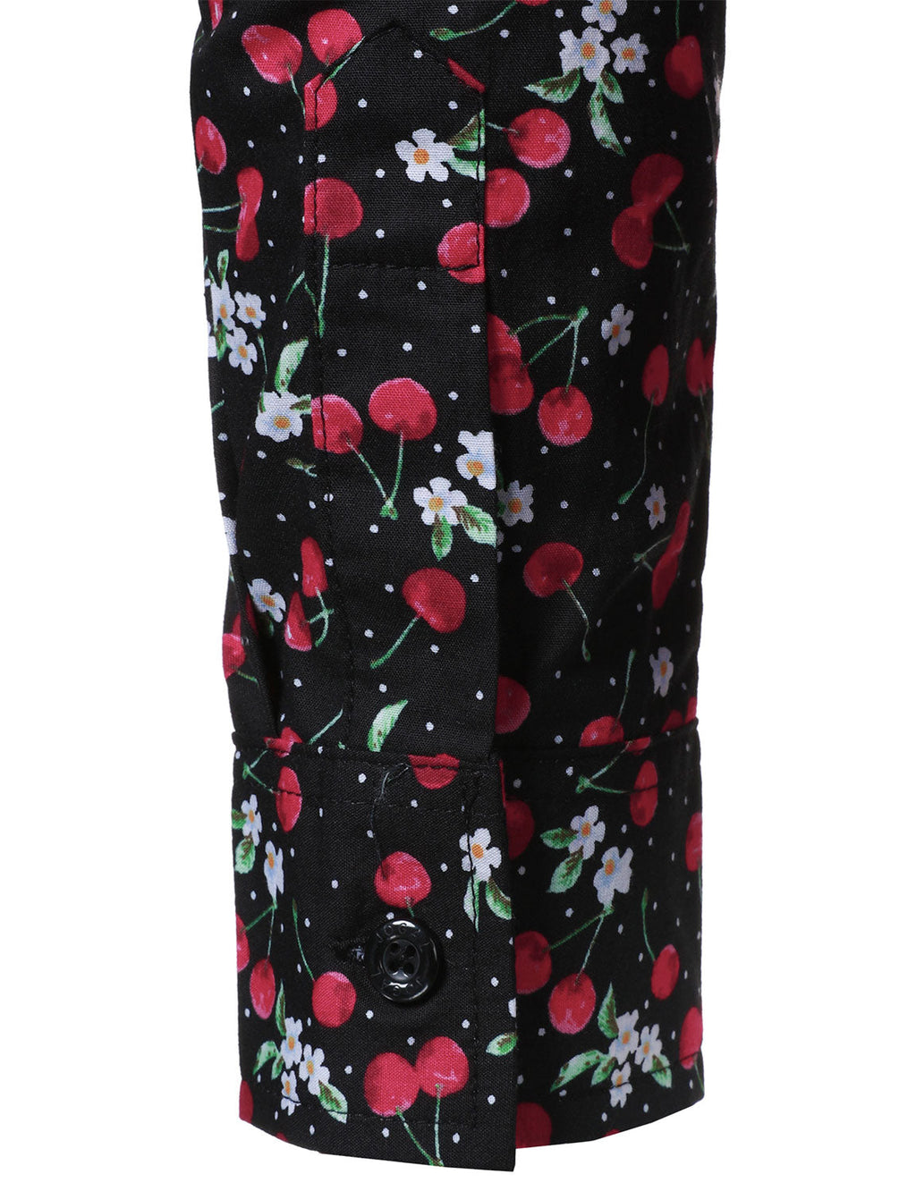 Chemise à manches longues en coton respirant à imprimé cerises pour homme, noire