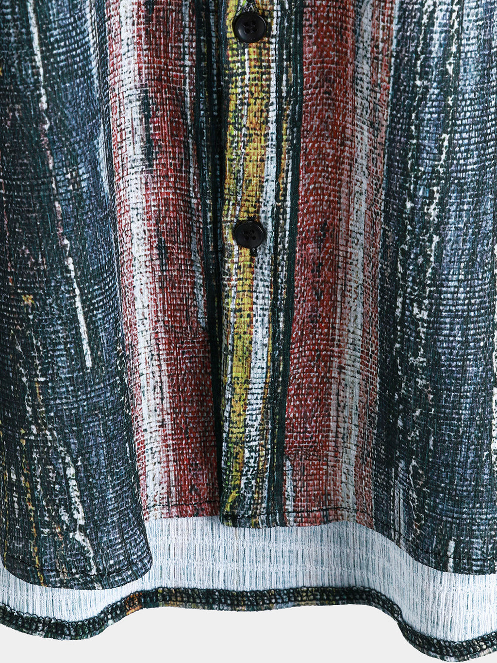 Chemise Hawaïenne Homme Verte Vintage à Rayures à Manches Courtes avec Boutons