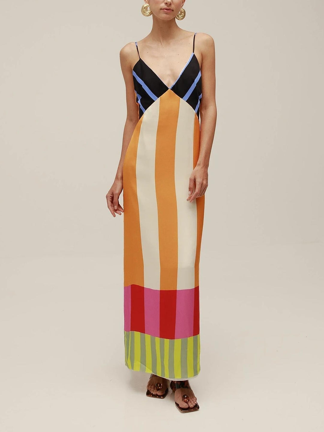 Paloma - Robe Maxi Colorée à Rayures Élégante