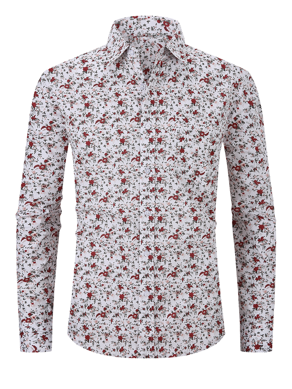 Chemise à manches longues boutonnée à imprimé floral pour hommes
