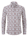 Chemise à manches longues boutonnée à imprimé floral pour hommes