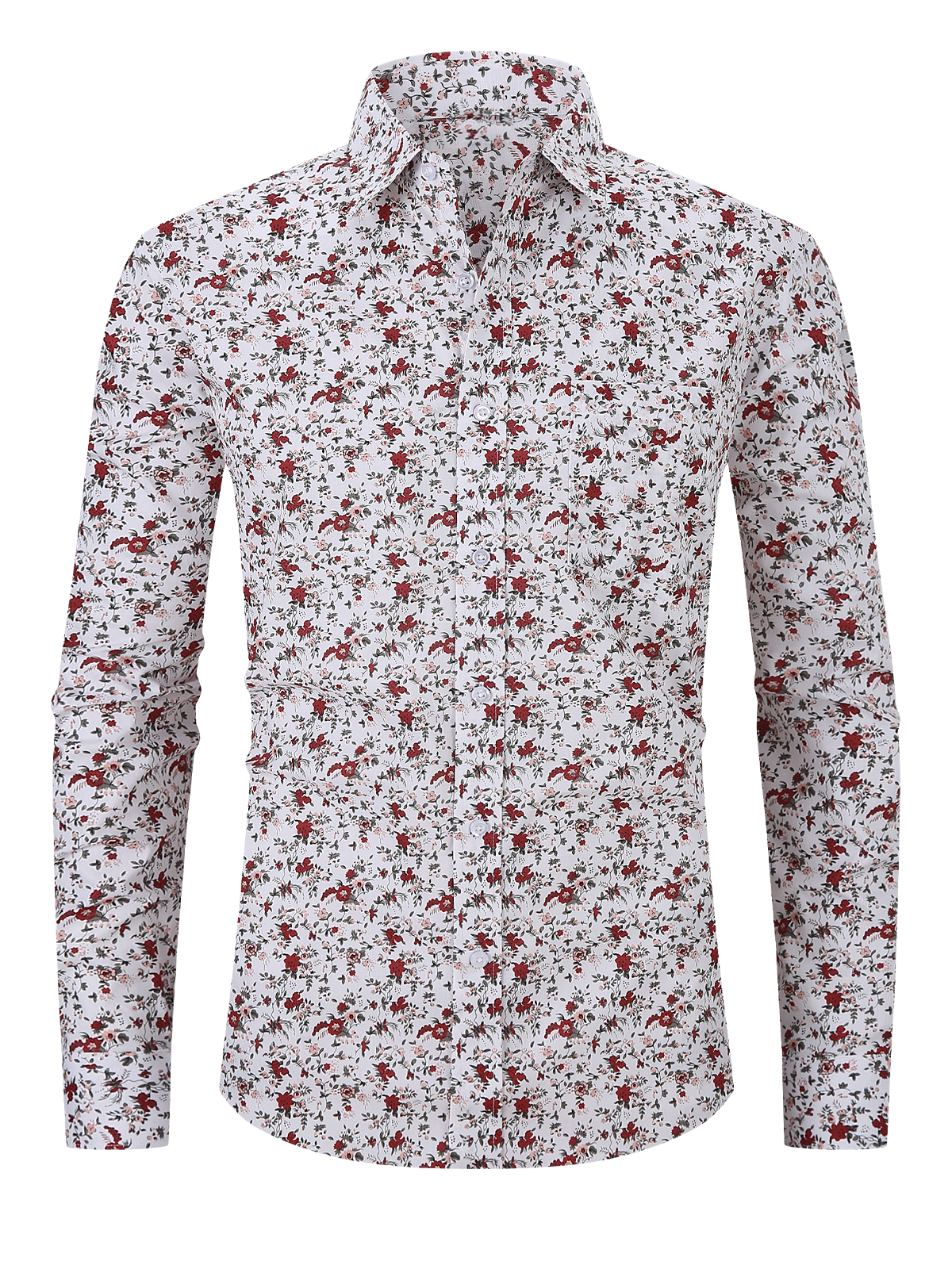 Chemise à manches longues boutonnée à imprimé floral pour hommes