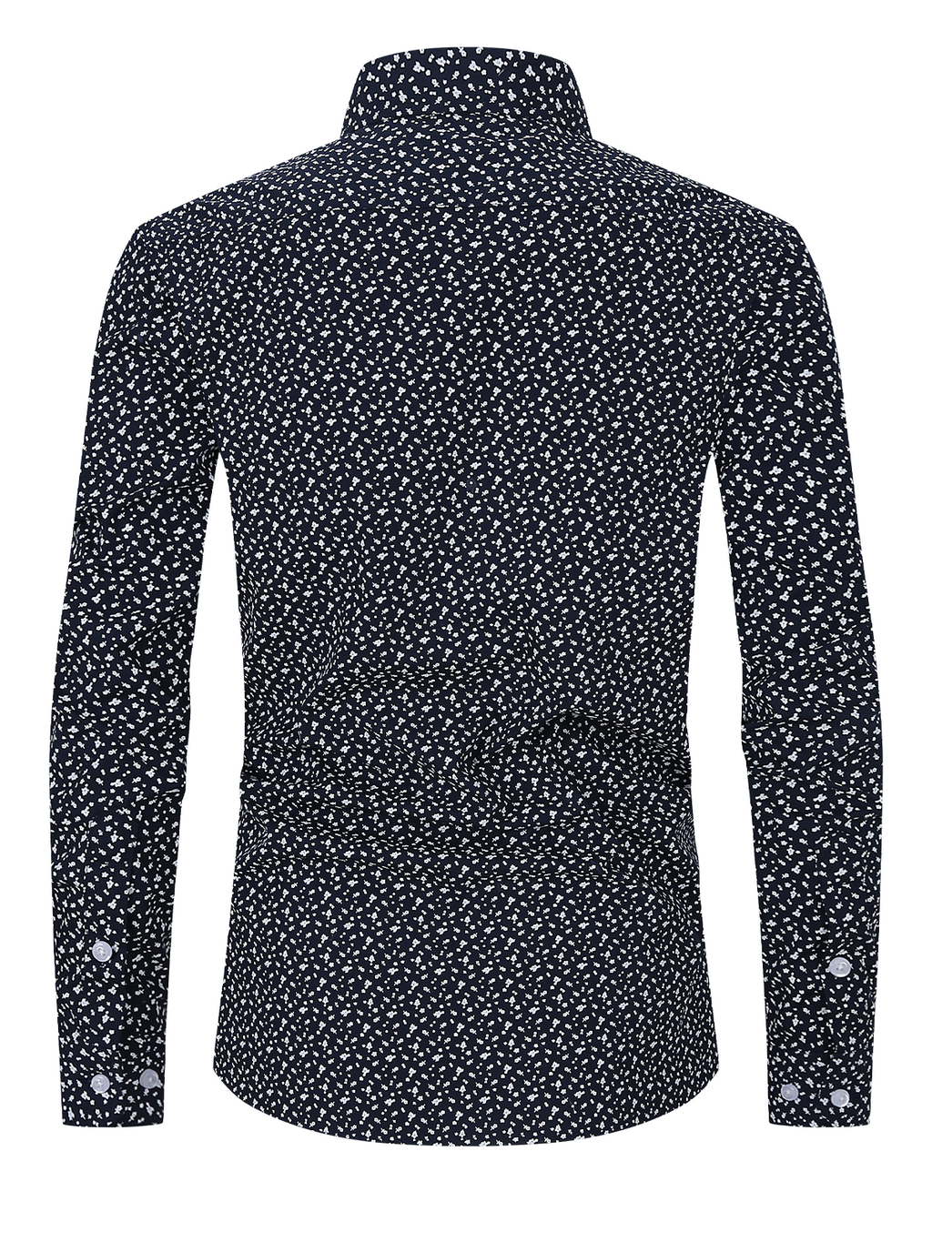 Chemise à manches longues boutonnée bleu marine à imprimé floral pour hommes