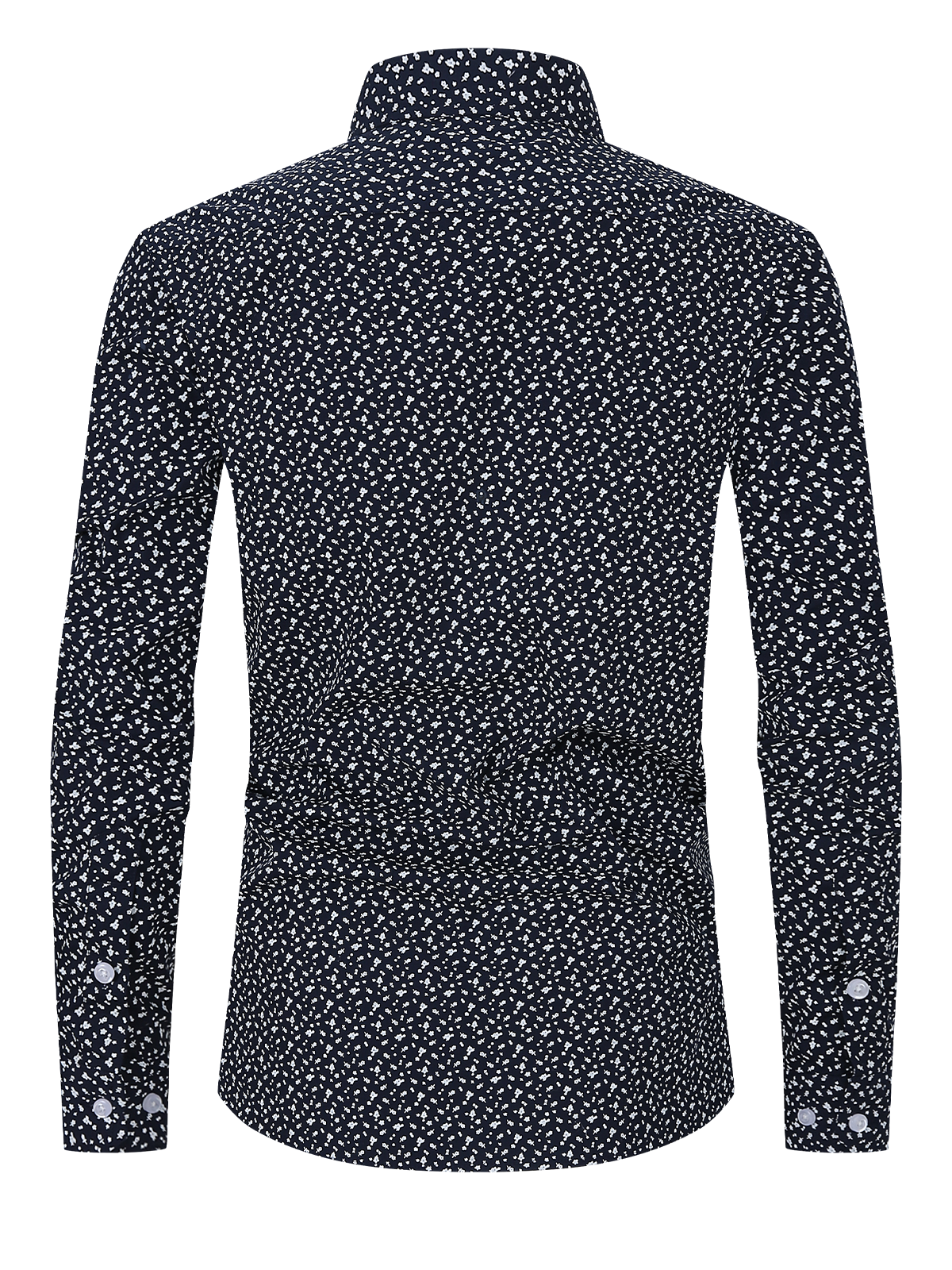 Chemise à manches longues boutonnée bleu marine à imprimé floral pour hommes