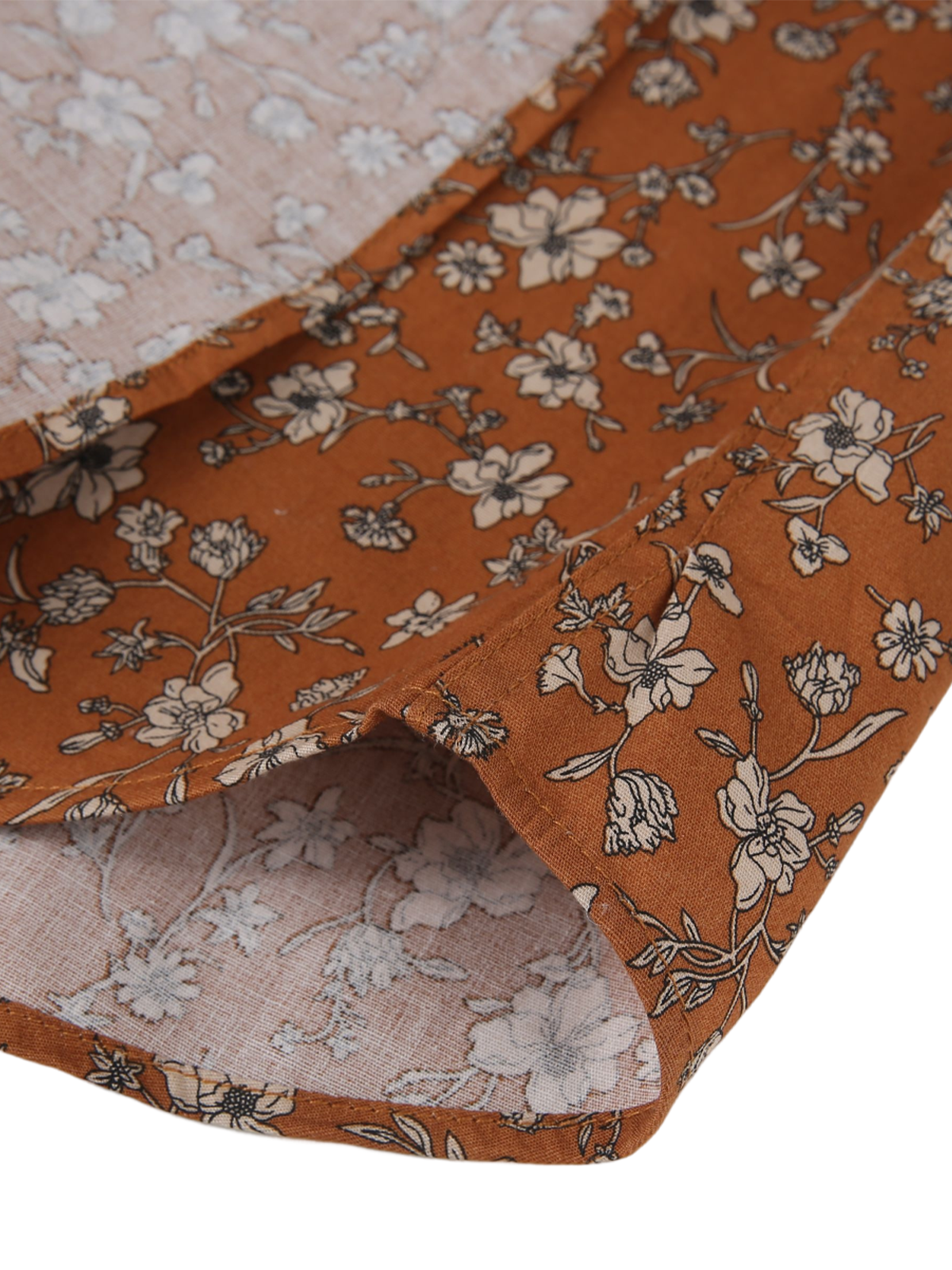 Chemise habillée à manches longues vintage marron à imprimé floral pour hommes