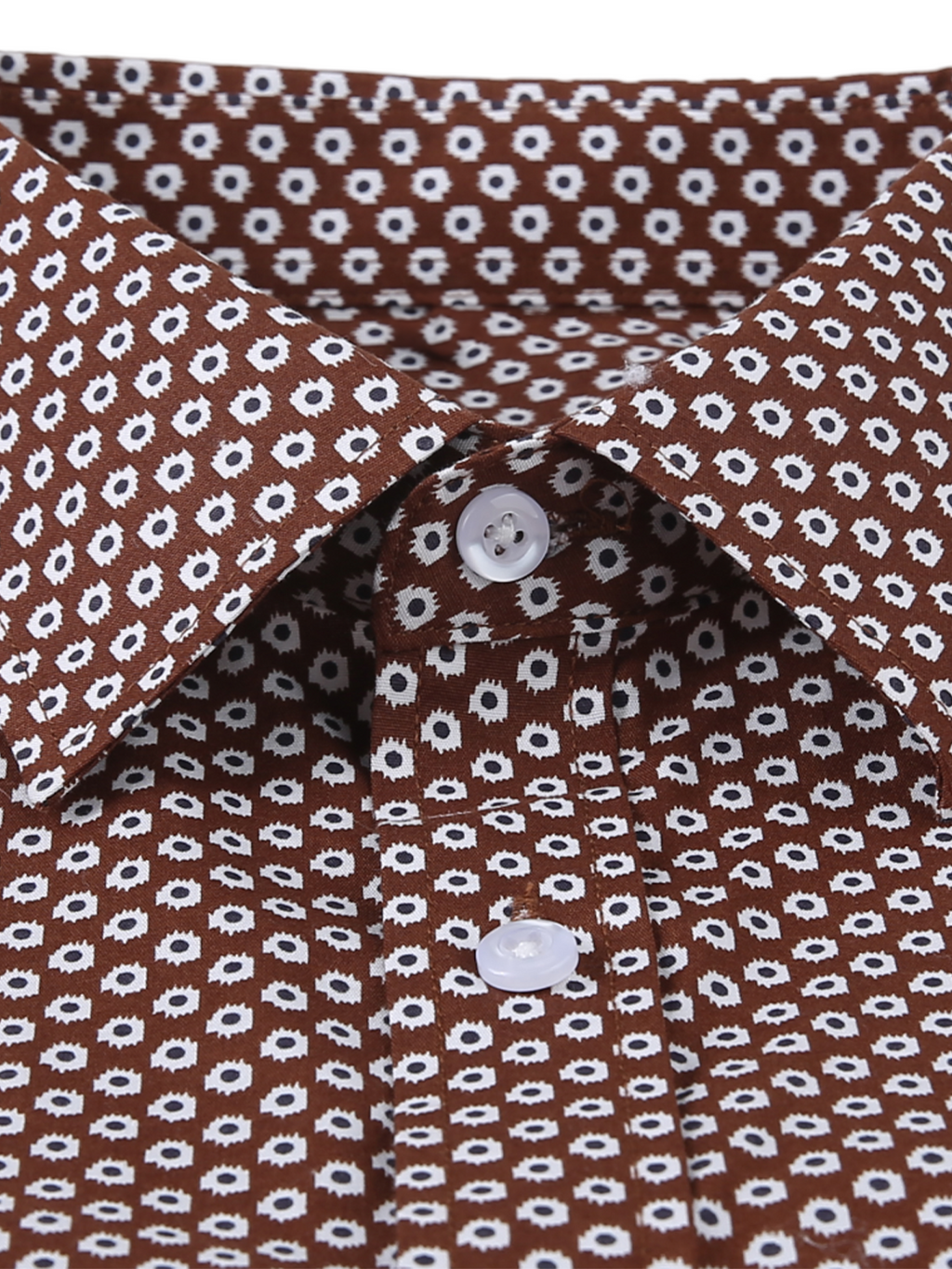 Chemise habillée à manches longues vintage marron à imprimé décontracté pour hommes