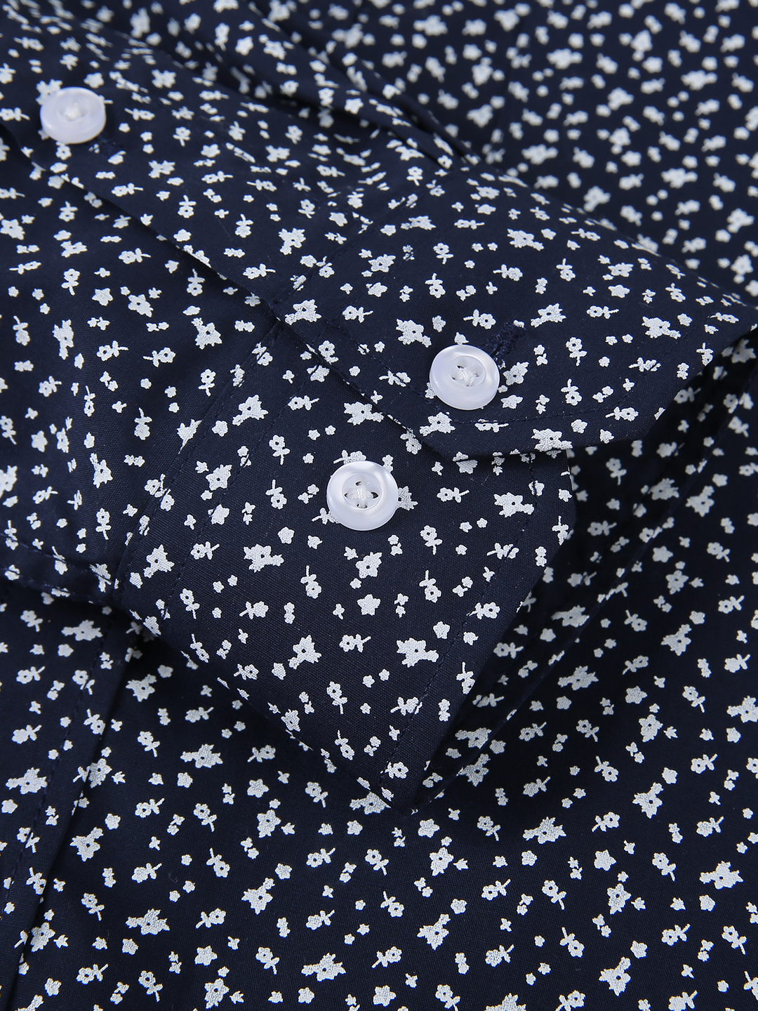 Chemise à manches longues boutonnée bleu marine à imprimé floral pour hommes