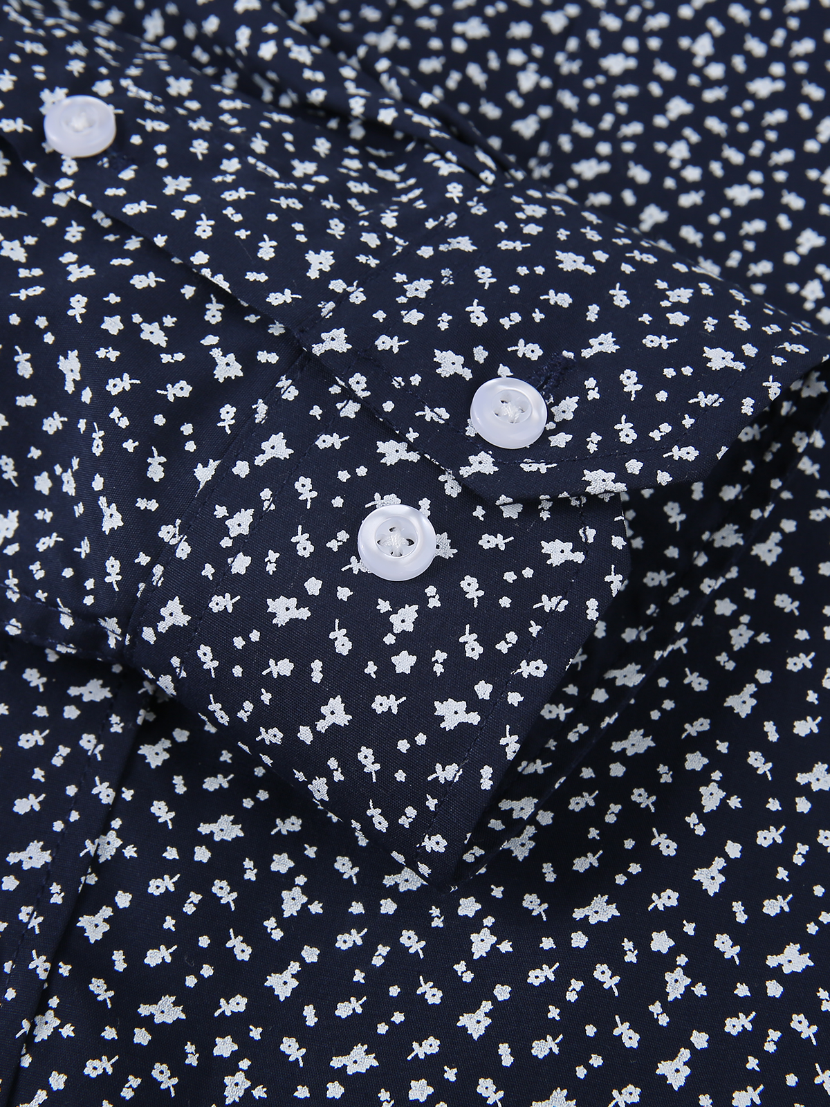 Chemise à manches longues boutonnée bleu marine à imprimé floral pour hommes