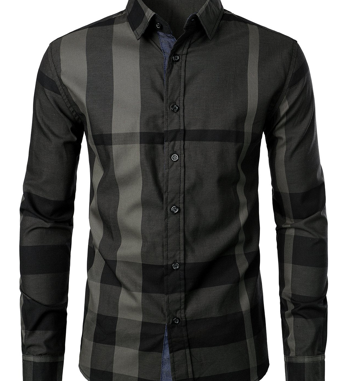 Chemise à manches longues coupe classique en carreaux pur coton