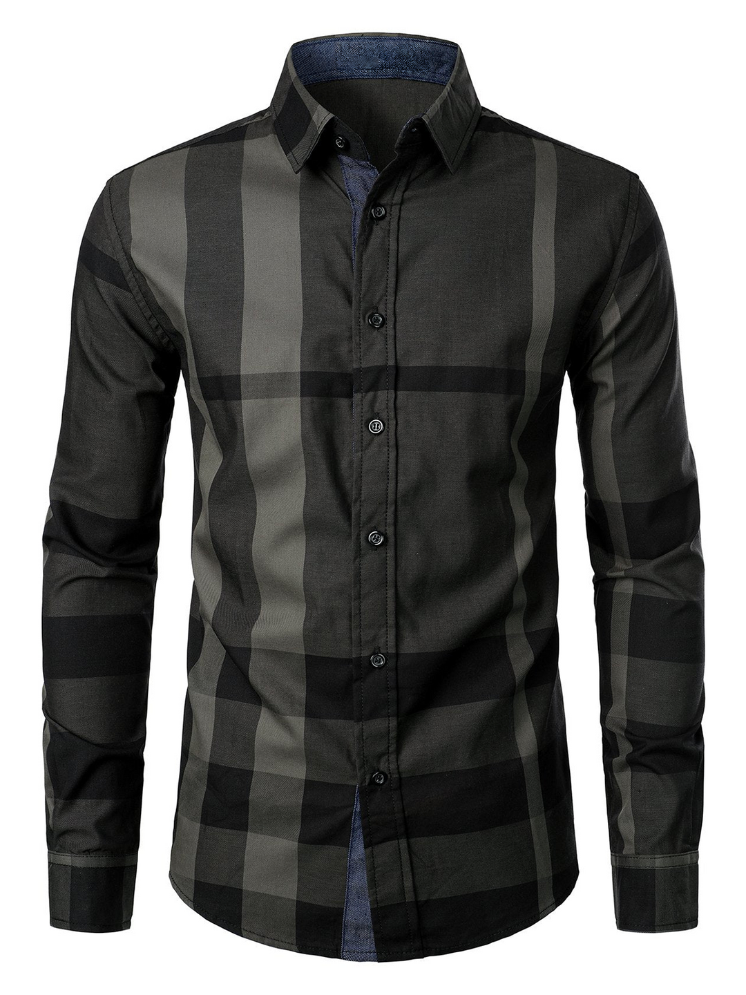 Chemise à manches longues coupe classique en carreaux pur coton