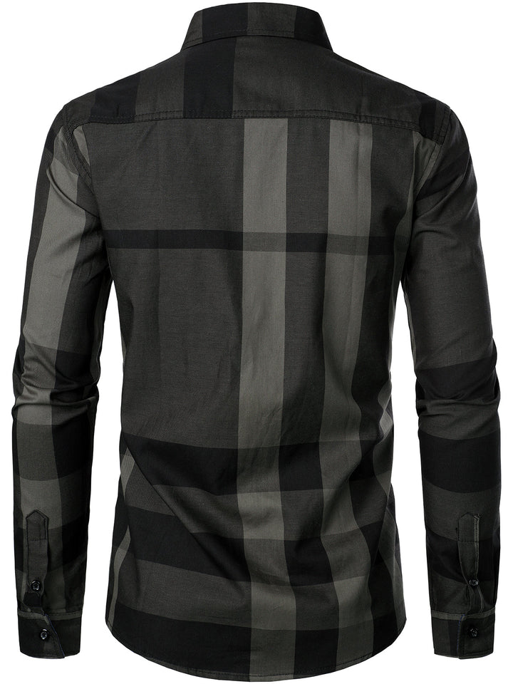 Chemise à manches longues coupe classique en carreaux pur coton