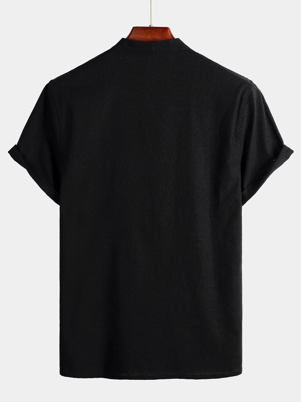 Chemise pour Homme en Couleur Unie avec Col Haut et Bouton Moyen, avec Poche Frontale