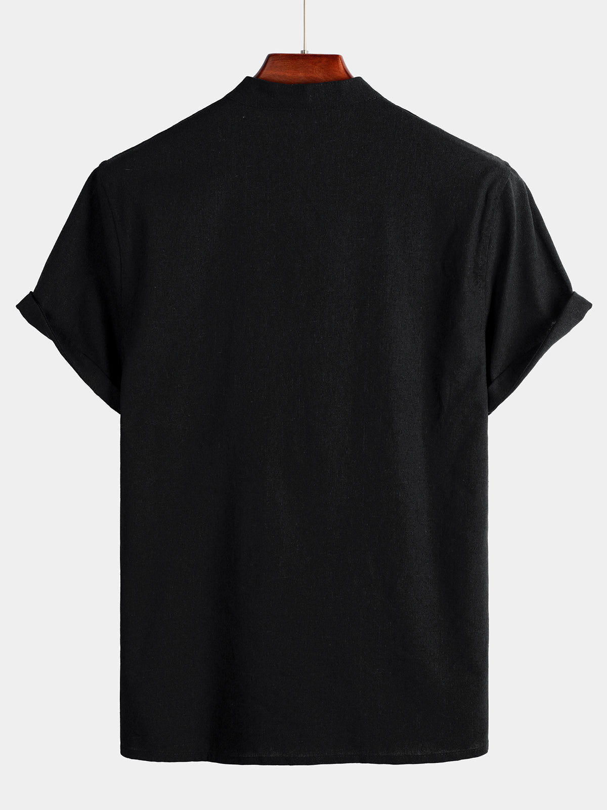 Chemise pour Homme en Couleur Unie avec Col Haut et Bouton Moyen, avec Poche Frontale