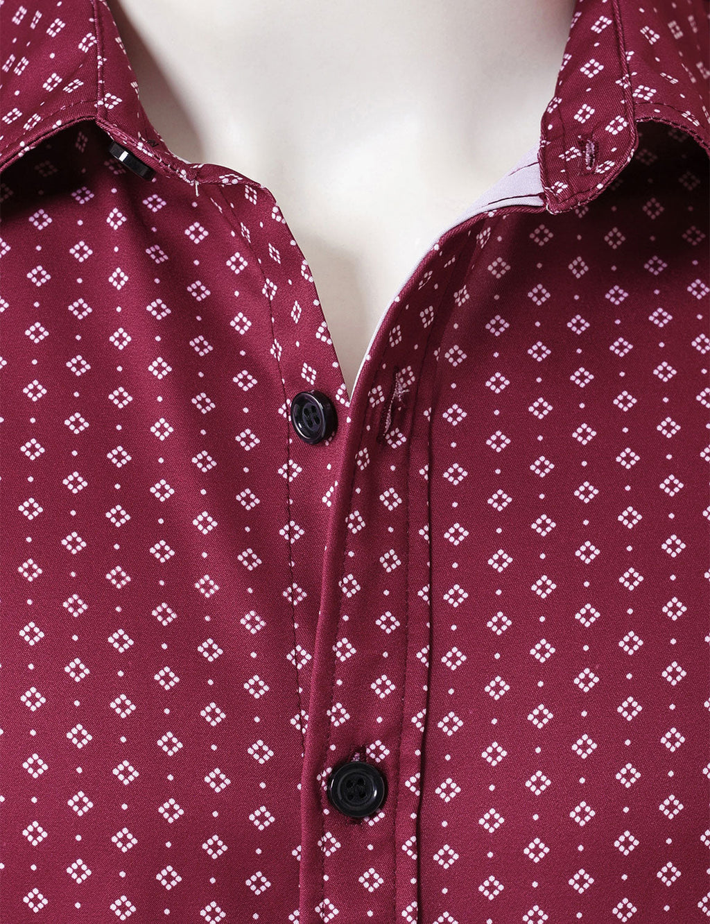 Chemise à manches longues rouge à imprimé géométrique rétro pour homme