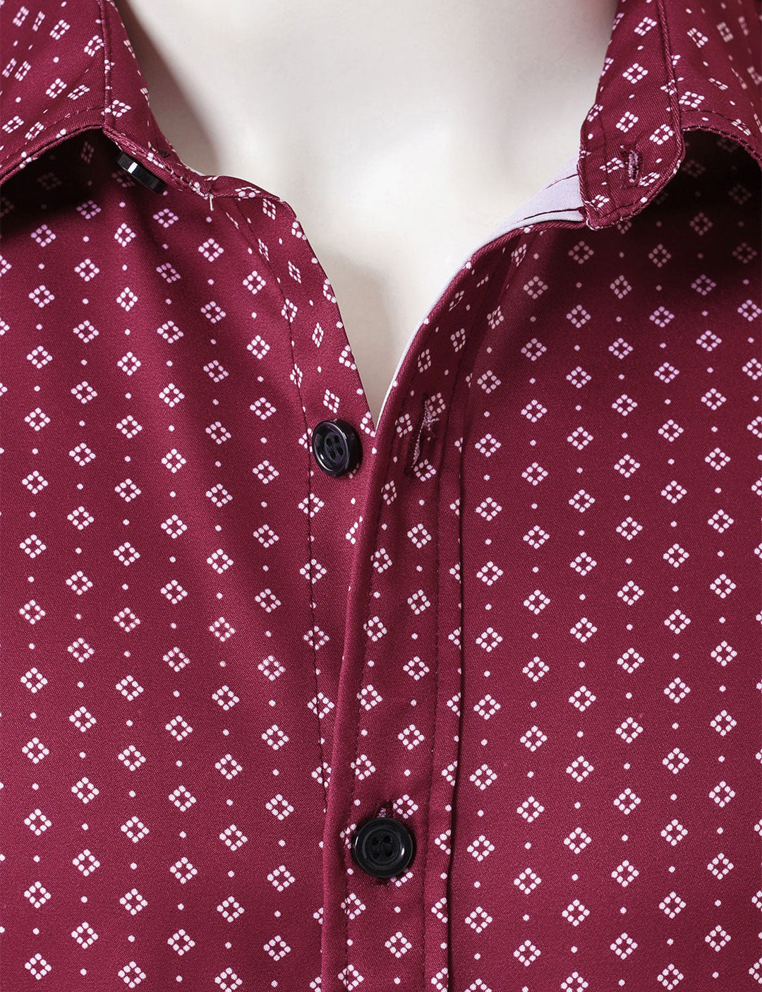 Chemise à manches longues rouge à imprimé géométrique rétro pour homme
