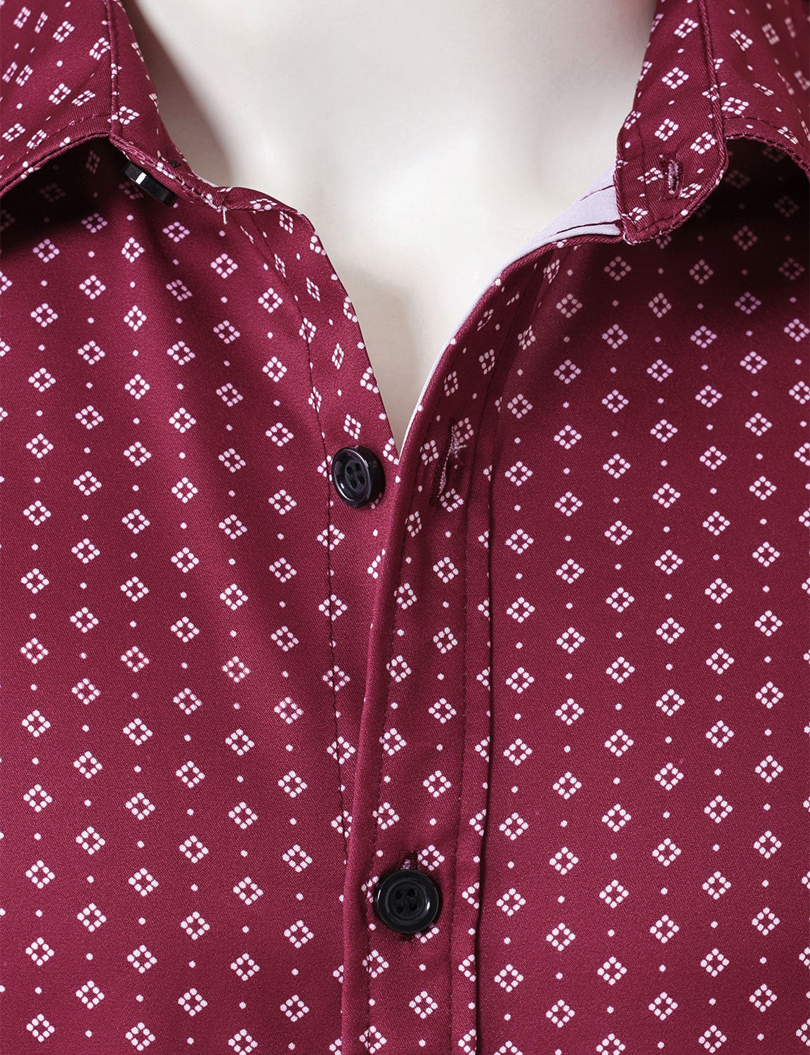 Chemise à manches longues rouge à imprimé géométrique rétro pour homme