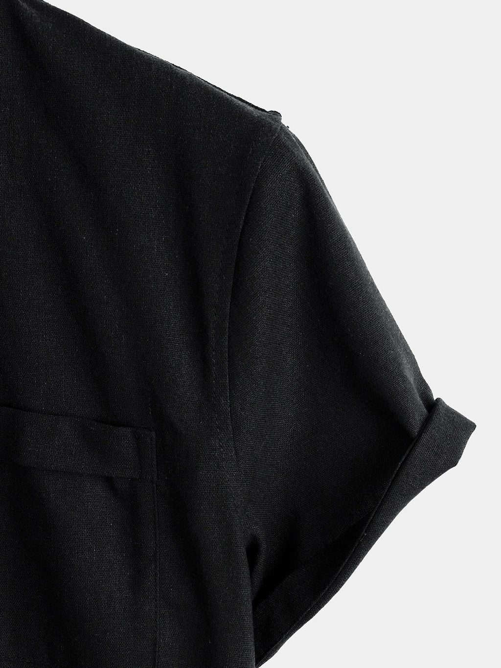 Chemise pour Homme en Couleur Unie avec Col Haut et Bouton Semi-Ouvert, avec Poche Frontale