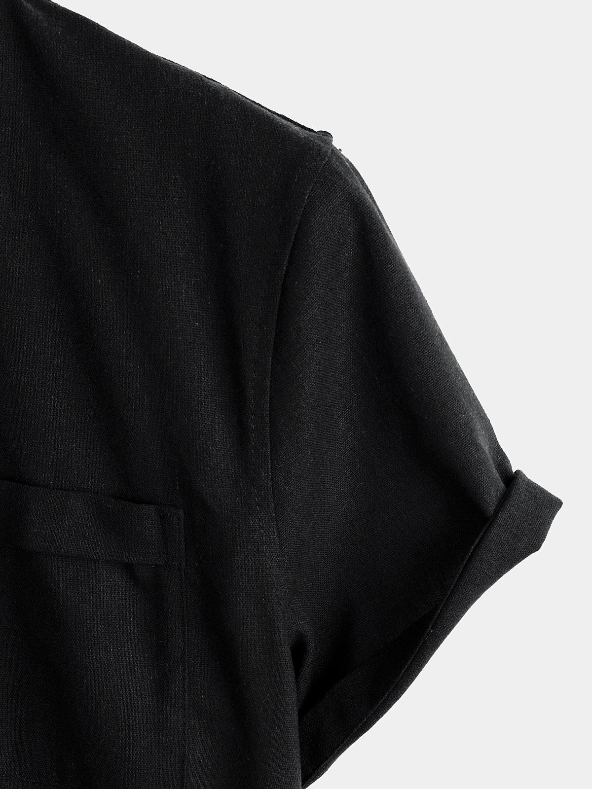 Chemise pour Homme en Couleur Unie avec Col Haut et Bouton Semi-Ouvert, avec Poche Frontale