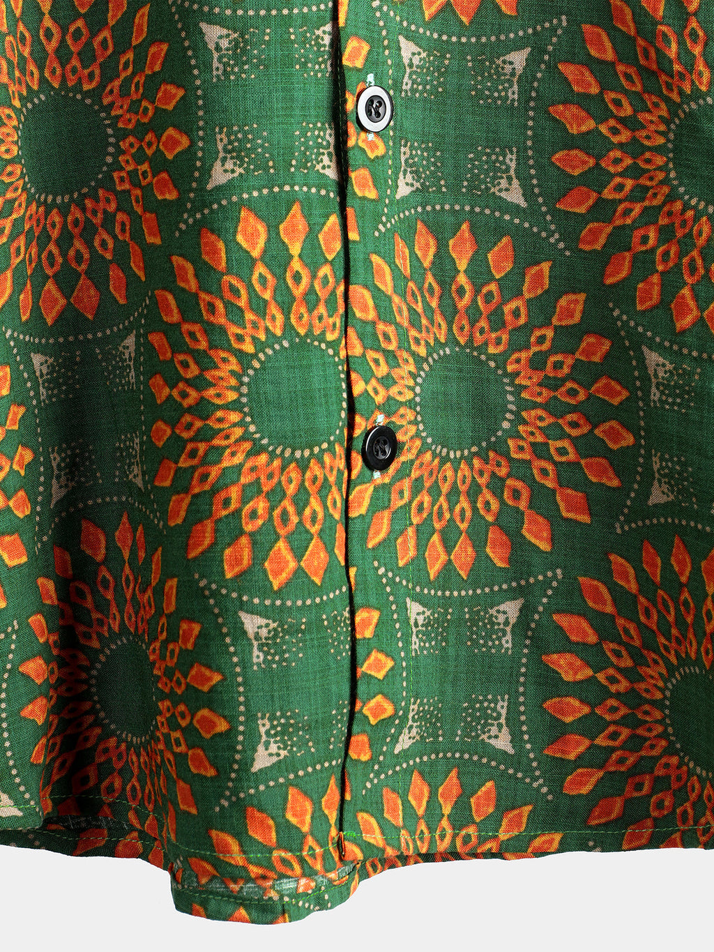 Chemise d'Homme des Années 70 à Fleurs Rétro Boutonnée Verte pour Été Plage Bohémienne Boho à Manches Courtes