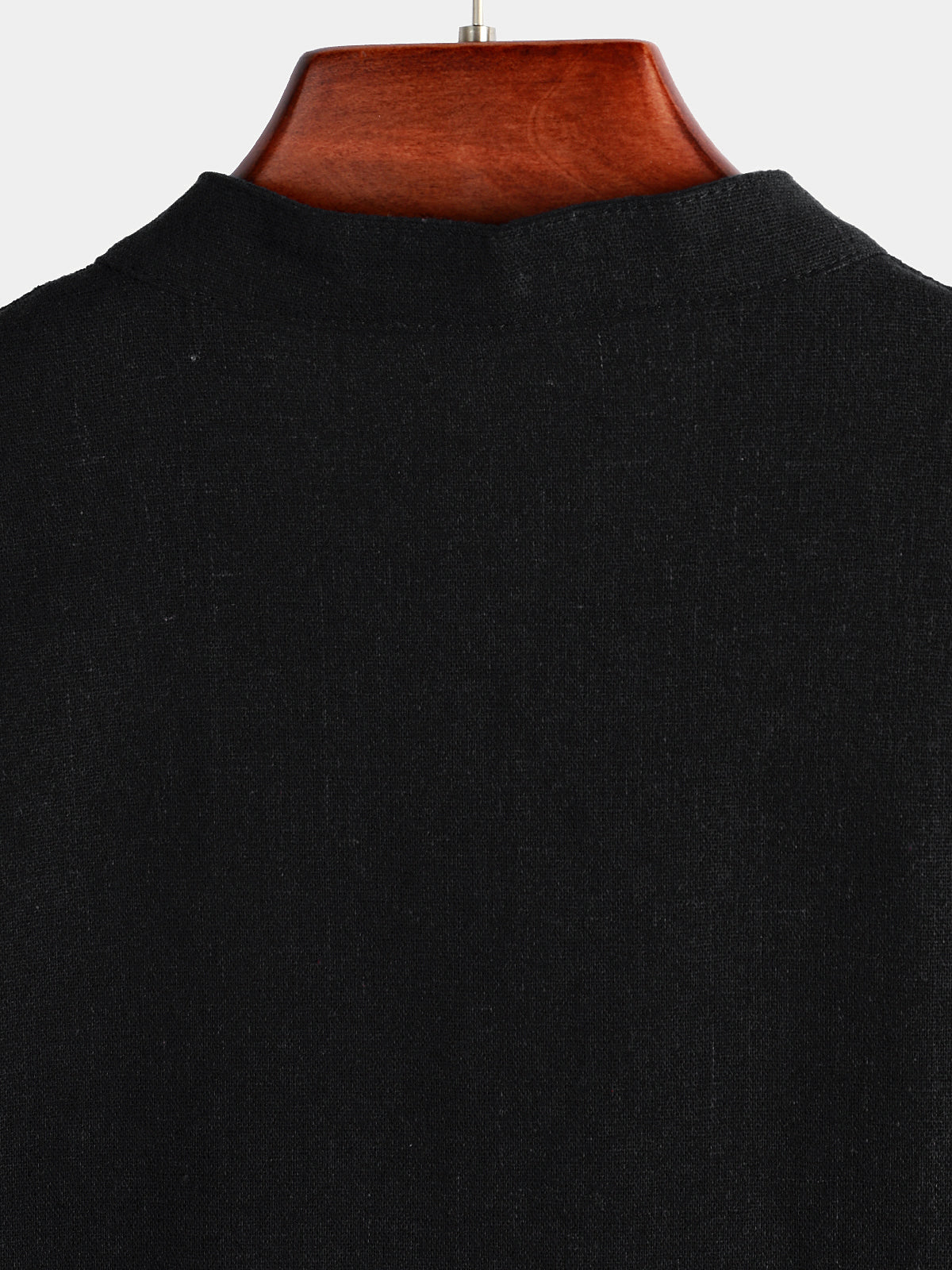 Chemise pour Homme en Couleur Unie avec Col Haut et Bouton Semi-Ouvert, avec Poche Frontale