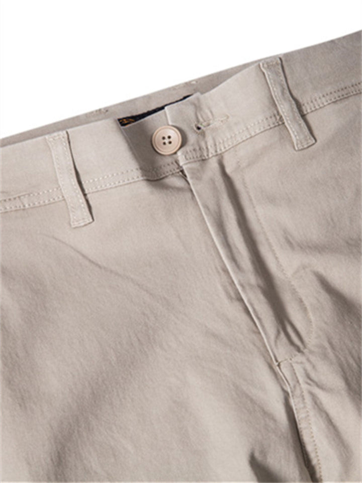 Pantalon décontracté en coton respirant pour homme avec poches et couleur unie