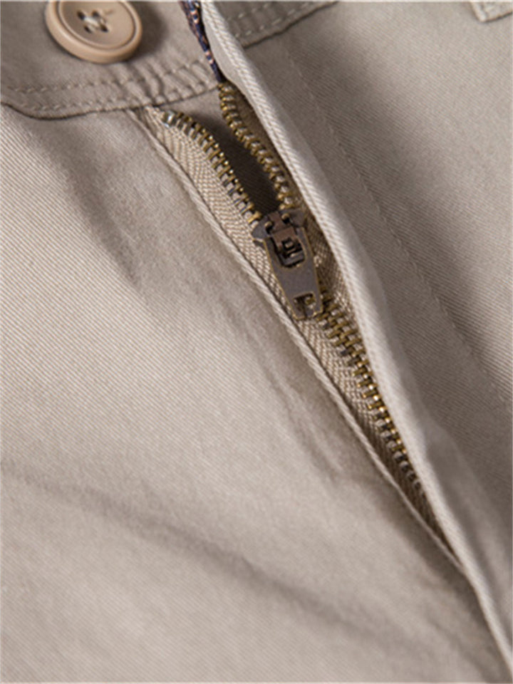 Pantalon décontracté en coton respirant pour homme avec poches et couleur unie