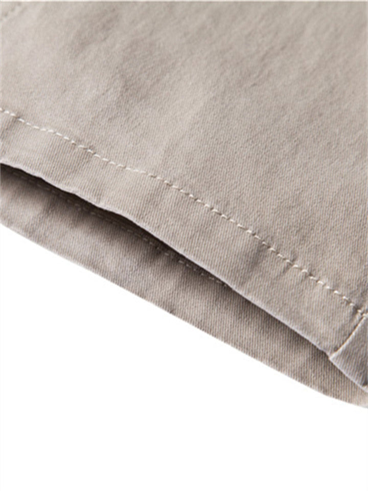 Pantalon décontracté en coton respirant pour homme avec poches et couleur unie