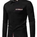 Chemise boutonnée à manches longues et imprimé cachemire colorblock pour homme